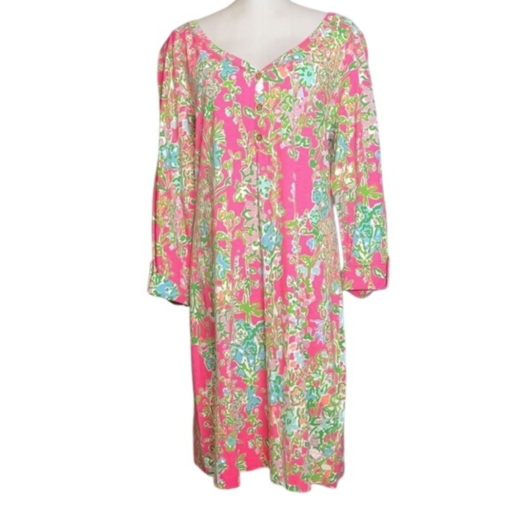 RARE LILLY PULITZER Palmetto Mini Dress Flamingo Pink Southern Charm Cotton XL